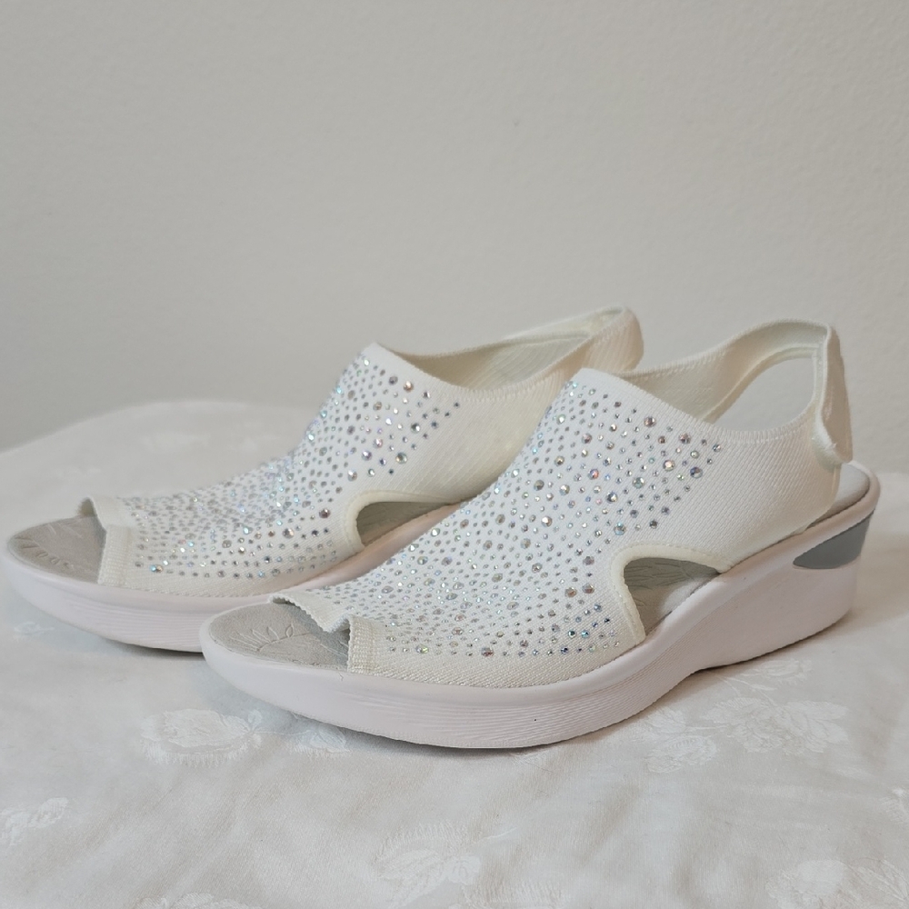 Bzees White Rhinestone Slip-On Slingback Sandals - Picture 16 of 16